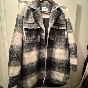 Old Navy Women's Checkered Utility Jacket - Black and White